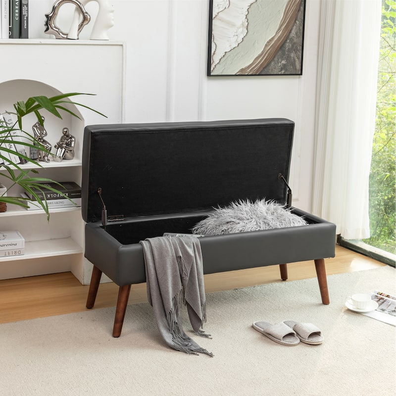 Faux Leather Bed Bench with Storage