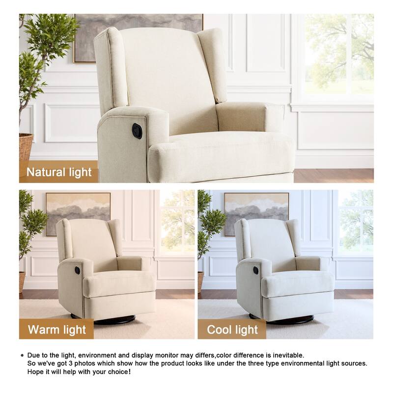 31'' W Wingback Manual Glider Swivel Rocker Recliner Nursery Chair