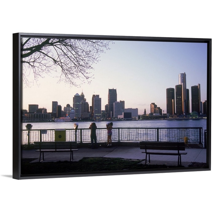 Shop Detroit River Skyline From Windsor Ontario Canada Black