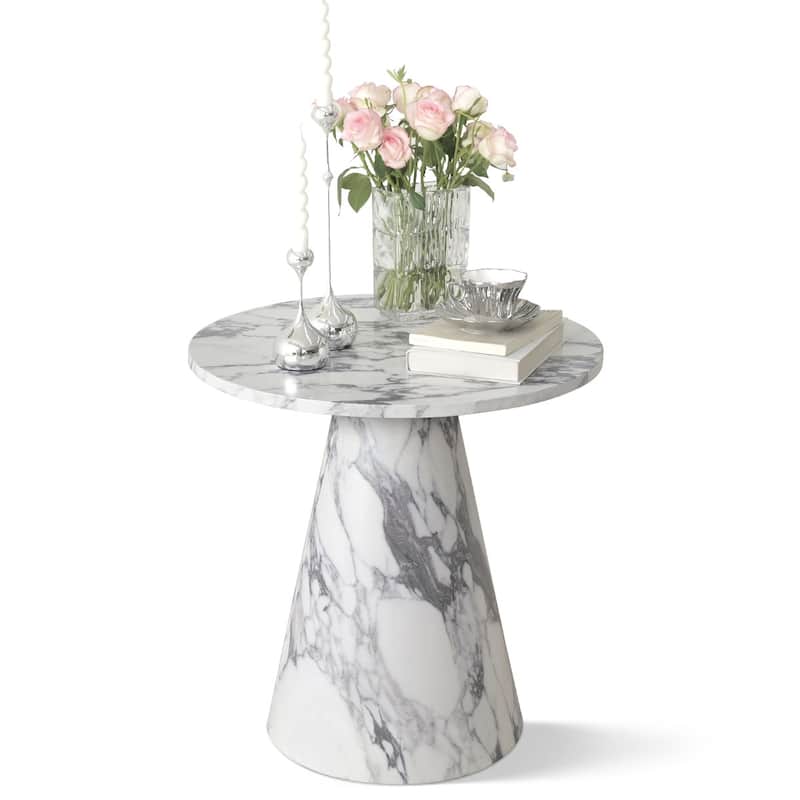 24 Inch Round Black Pedestal End Table