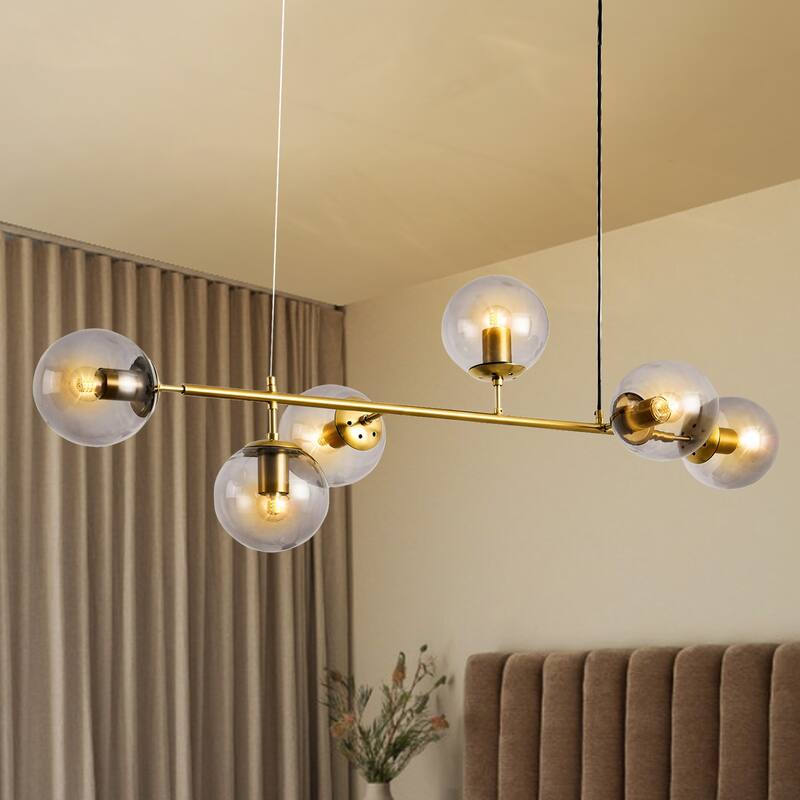 6 Lights Globe Mid Century Chandelier Sputnik Modern Pendant Lighting
