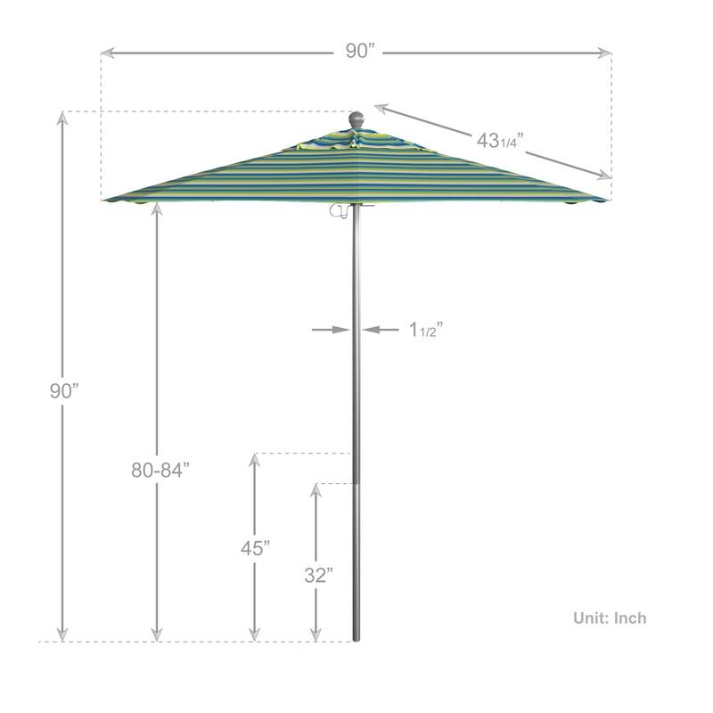California Umbrella 75' Venture Series Patio Umbrella, Silver Aluminum Pole Fiberglass Ribs Push Lift Sunbrella
