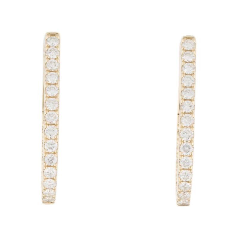 Joelle Collection Inside Out Diamond Pear Hoop Earrings 0.65 CT TDW 0.75" Inches Small 14K Gold