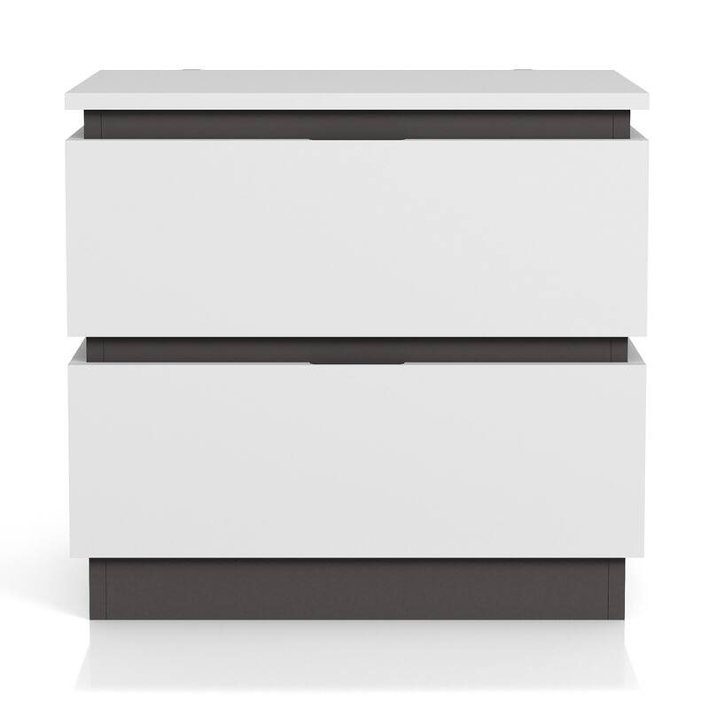 Furniture of America Conjira Modern White Wood Nightstand with USB Ports (Set of 2)