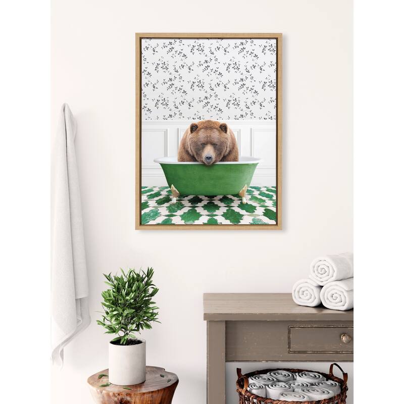 Kate and Laurel Sylvie Big Bear In Eclectic Bath Canvas by Amy Peterson