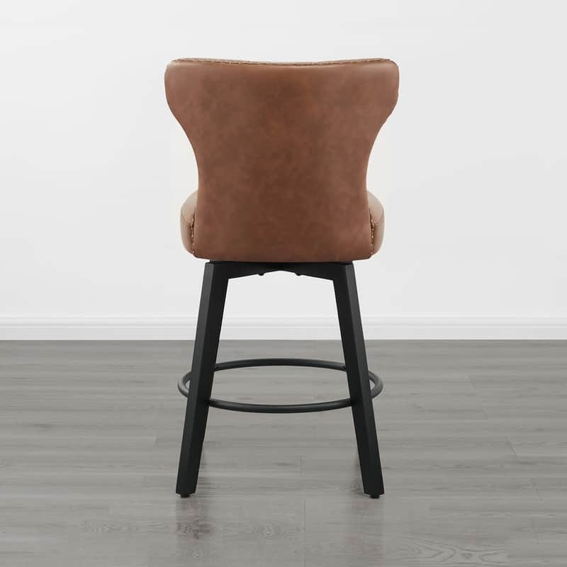 Logan Swivel Bar Stools Tufted Wingback with Nail Head