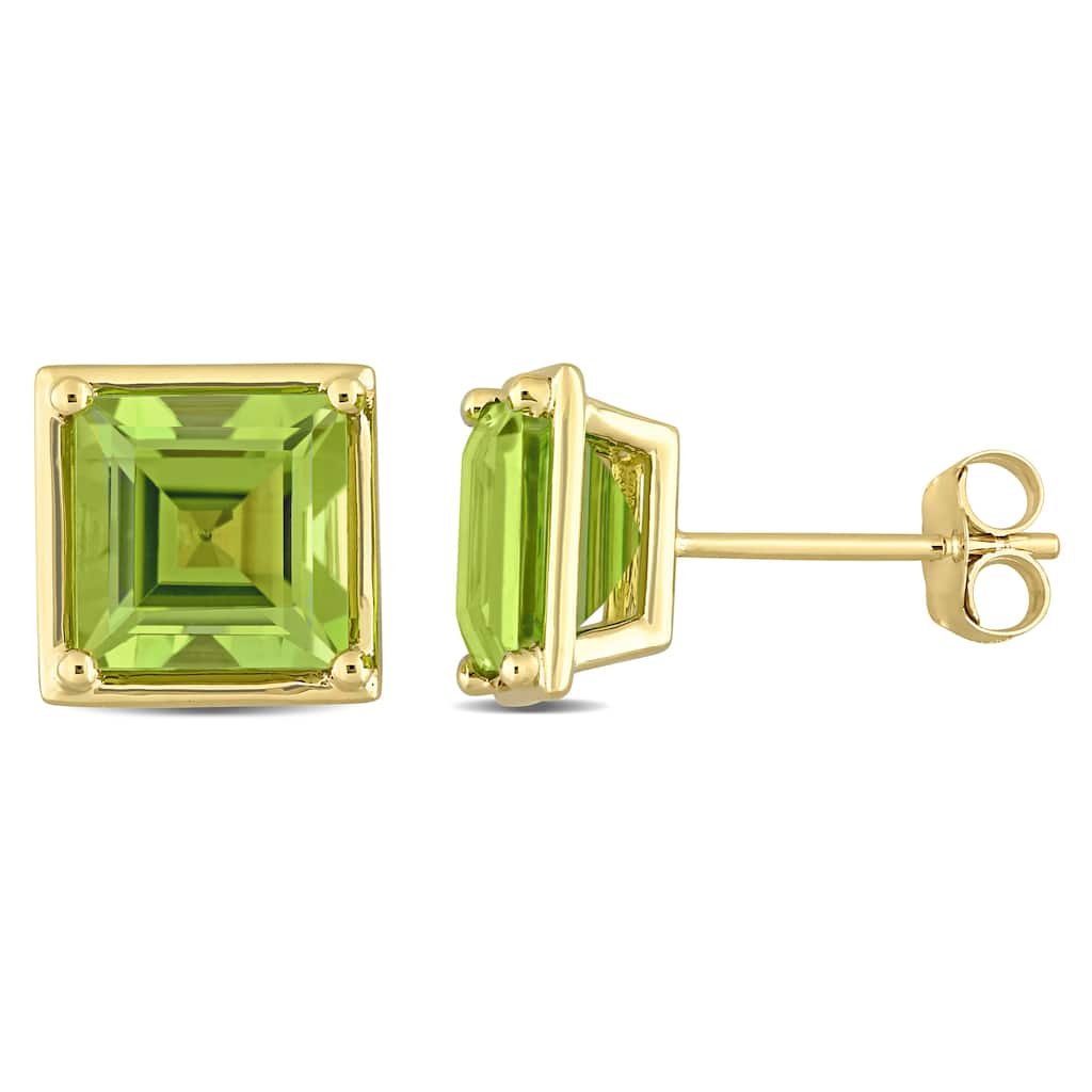 Miadora 14k Yellow Gold Peridot Square Stud Earrings