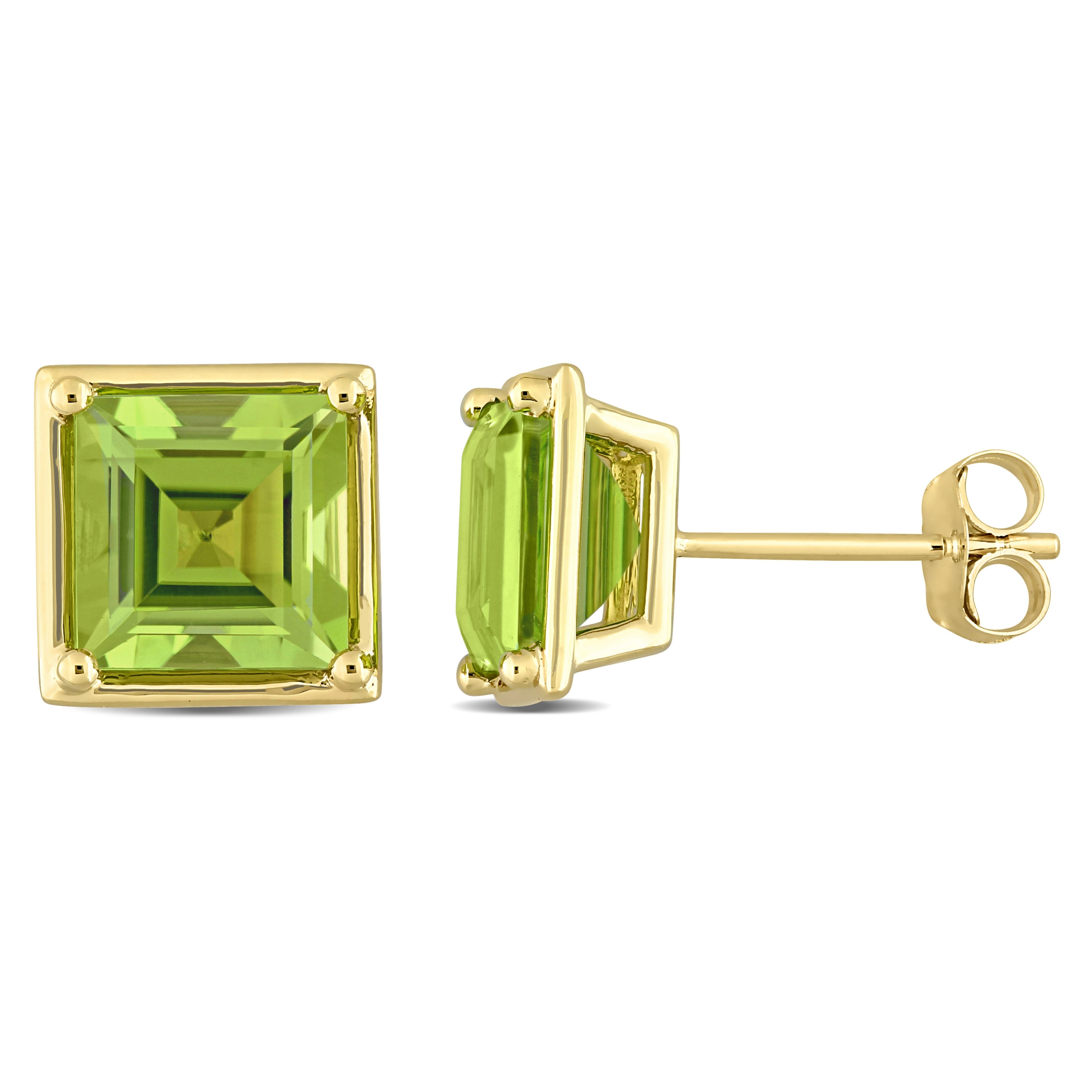 Miadora 14k Yellow Gold Peridot Square Stud Earrings
