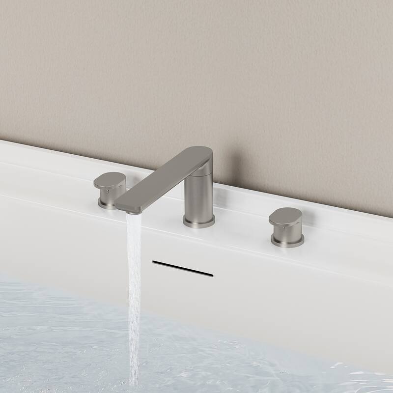 Modern Deck-Mount 2-Handle 360° Rotatable Bathtub Faucet Widespread 3 Hole Tub Filler