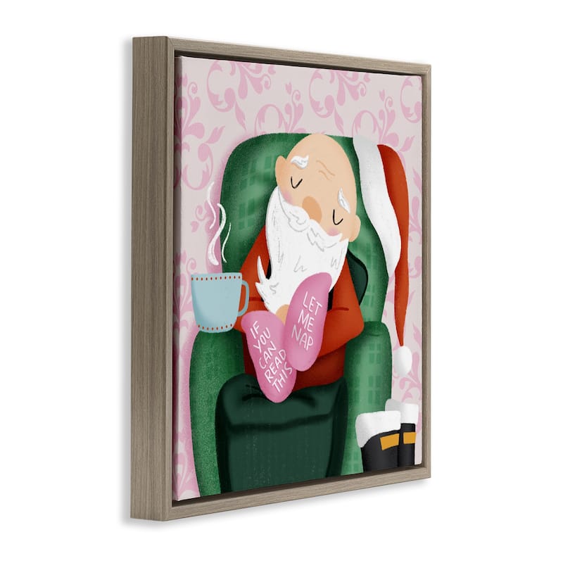 Stupell Cozy Sleeping Santa Claus Framed Floater Canvas Wall Art Design By Sarah Hickman