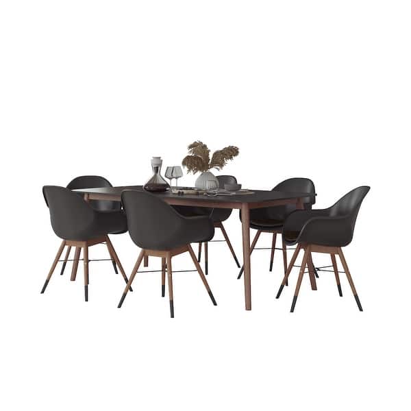 slide 2 of 8, Midtown Concept Athens Indoor Dining Room Table Set Dining Set Kitchen Table with Chairs Home Decor - Black Chairs 7 Piece Set