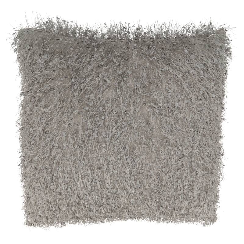 Poly-Filled Shaggy Shimmer Throw Pillow - Platinum