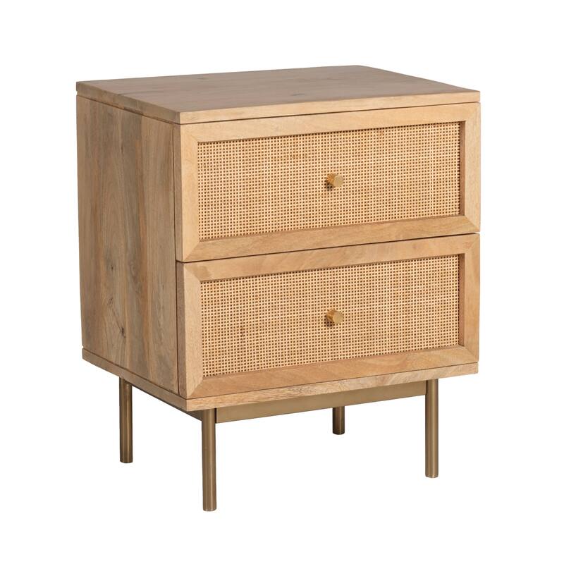Curtis Solid Wood Two-Drawer Nightstand