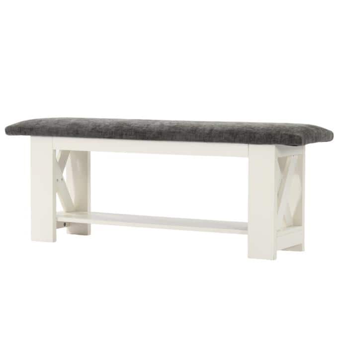 47.24" Farmhouse Dining Bench with Cushion, Wooden Kitchen Table Bench