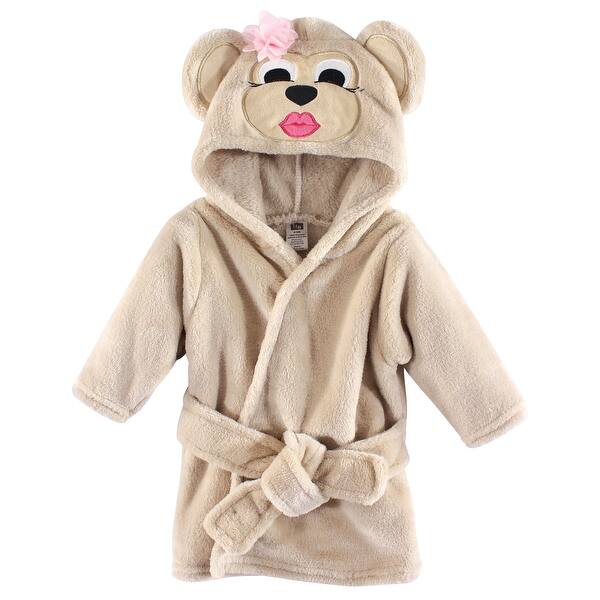 slide 1 of 1, Hudson Baby Infant Girl Plush Animal Face Bathrobe, Miss Monkey, 0-9 Months - Miss Monkey - 0-9 Months 0-9 Months - Miss Monkey
