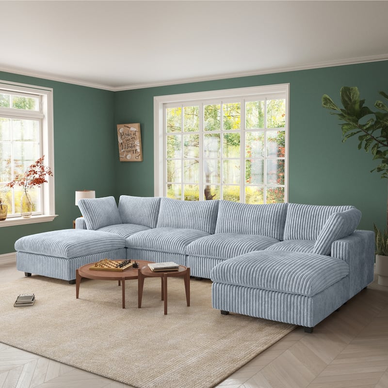 157.48" Modular Sectional Sofa Couch, Modern Deep Seat Sleeper Sofa for Living Room