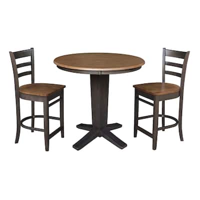 36 in Solid Wood Round Top Counter Height Dining Table with Stools