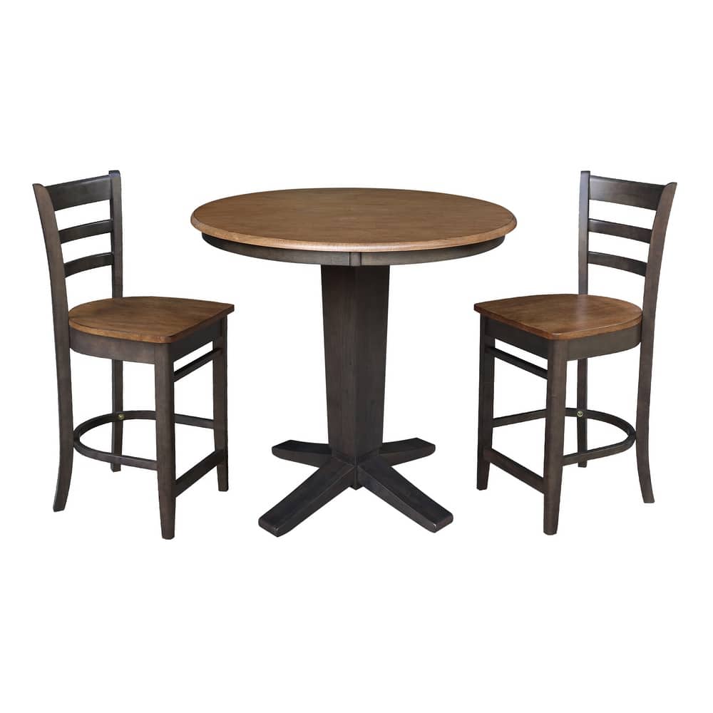 36 in Solid Wood Round Top Counter Height Dining Table with Stools