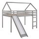 preview thumbnail 15 of 25, Contemporary Style Full Size Loft Bed with Slide, House Bed with Slide