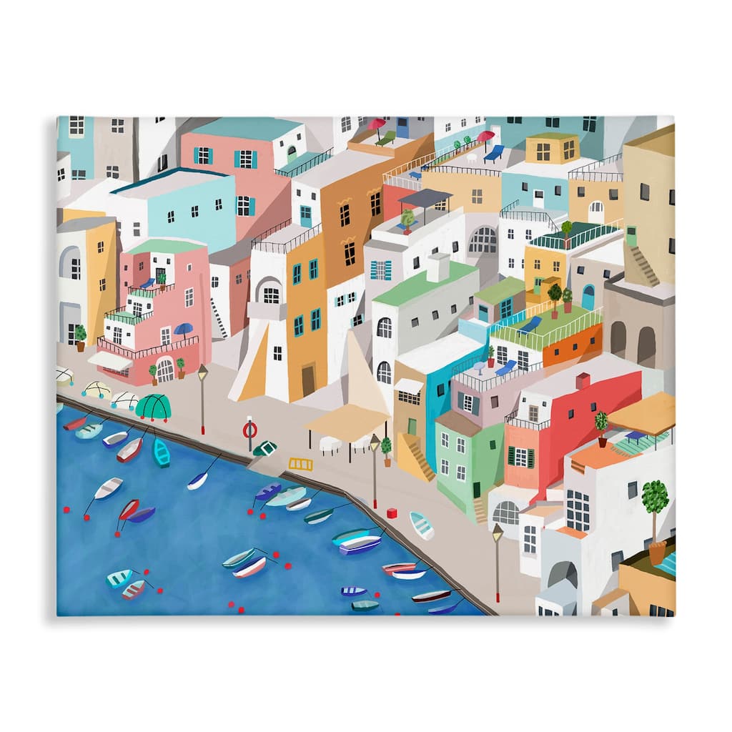 Stupell Coastal Town Harbor Canvas Wall Art Design By Carla Daly