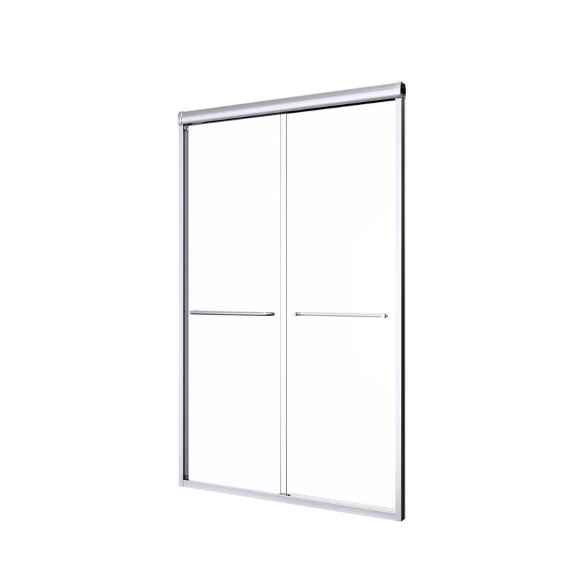 GDFStudio - Modern Semi-Frameless Double Sliding Shower Door with 1/4" SGCC Tempered Glass & Stainless Steel Handle