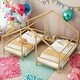preview thumbnail 11 of 21, Metal Double Twin Size Triangular House Beds with Built-in Table for Home Gold