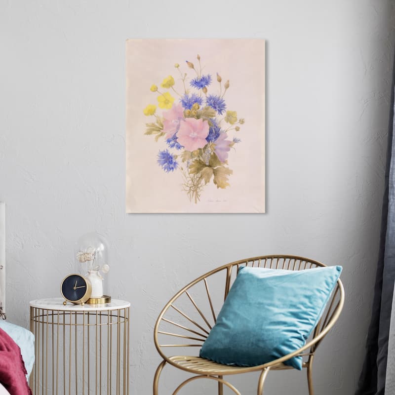 Wynwood Studio Canvas Floral and Botanical Field Flowers by Melanie Marc Pink and Light Pink Traditional Wall Art Canvas Print - 20 x 24