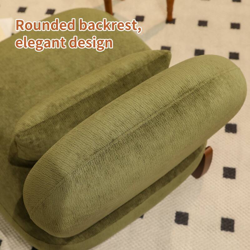 Cute Accent Chair with Solid Wood Legs, Velvet Living Room Chair with Soft Cushion, Cozy Bedroom Chair