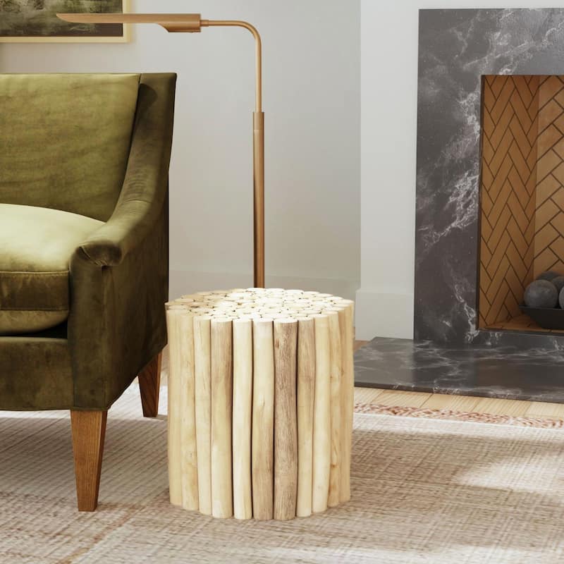 Reclaimed Solid Teak Wood Branch Bundle Table by East at Main - Small - Natural