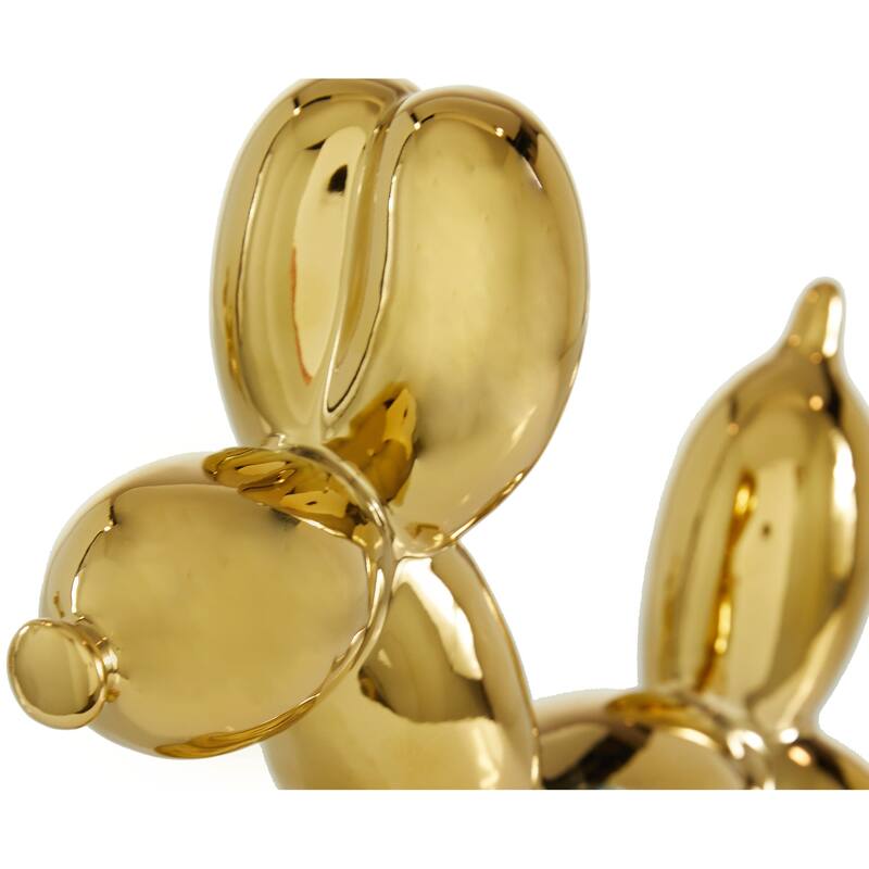 Gold Porcelain Ceramic Balloon Dog Sculpture (Set of 2) - Gold, Silver, White, Black, Multi Colored