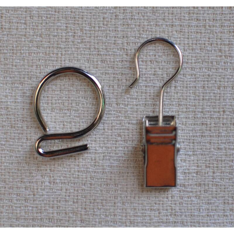 S Hook Rings with Clips for 1/2-inch Cafe Rod, Set of 10