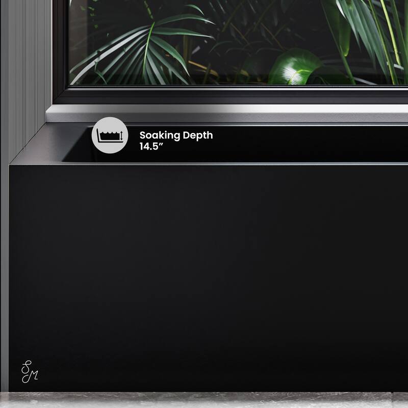 Voltaire 60 x 32 Right Drain Soaking Apron Bathtub in Black with Overflow, Drain