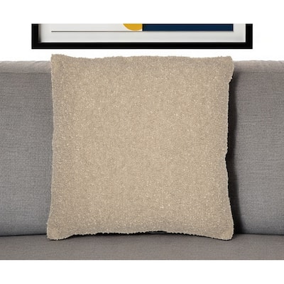HomeRoots 24" Taupe Throw Pillow With Shag