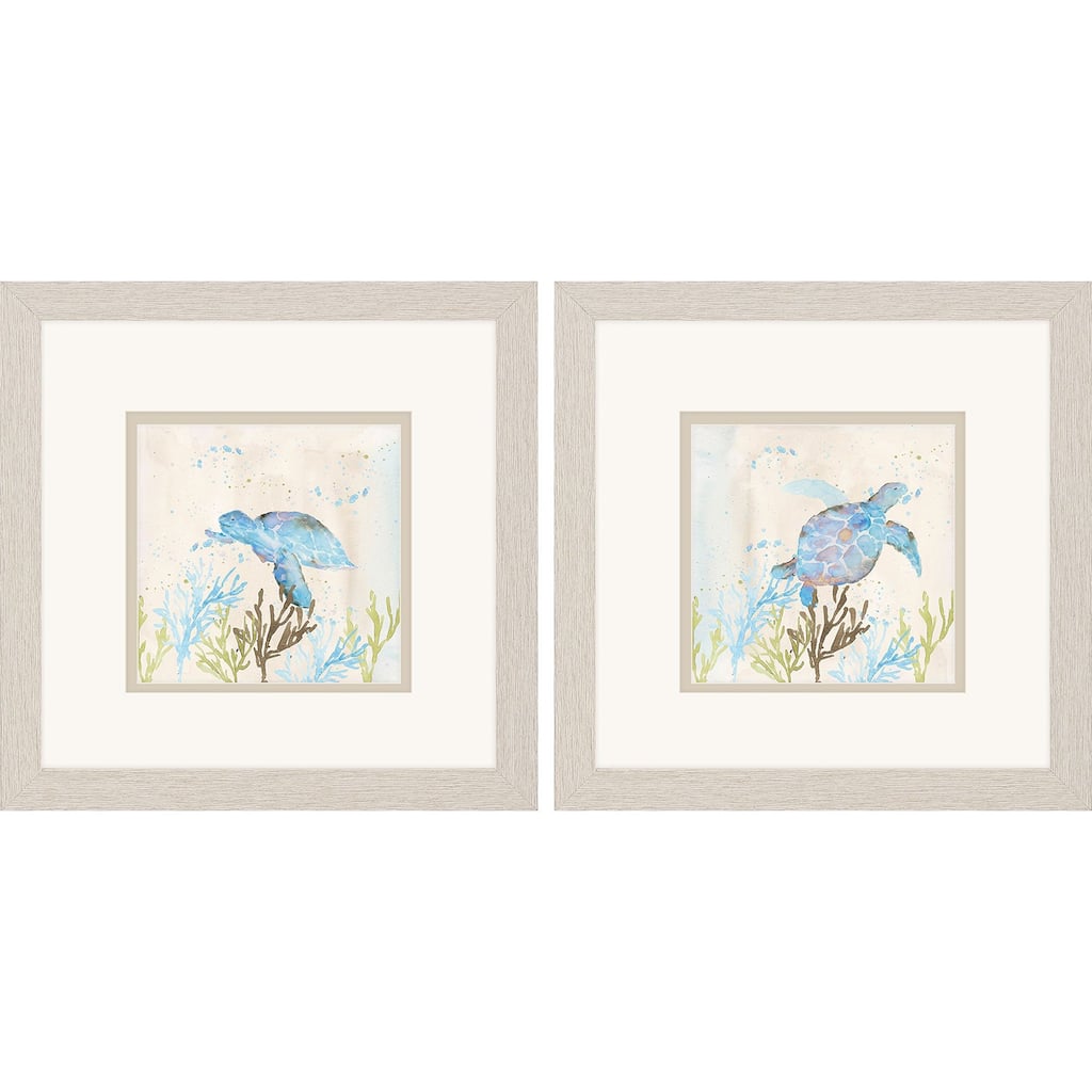 Blue Sea Turtle S/2 Framed Art Under Glass