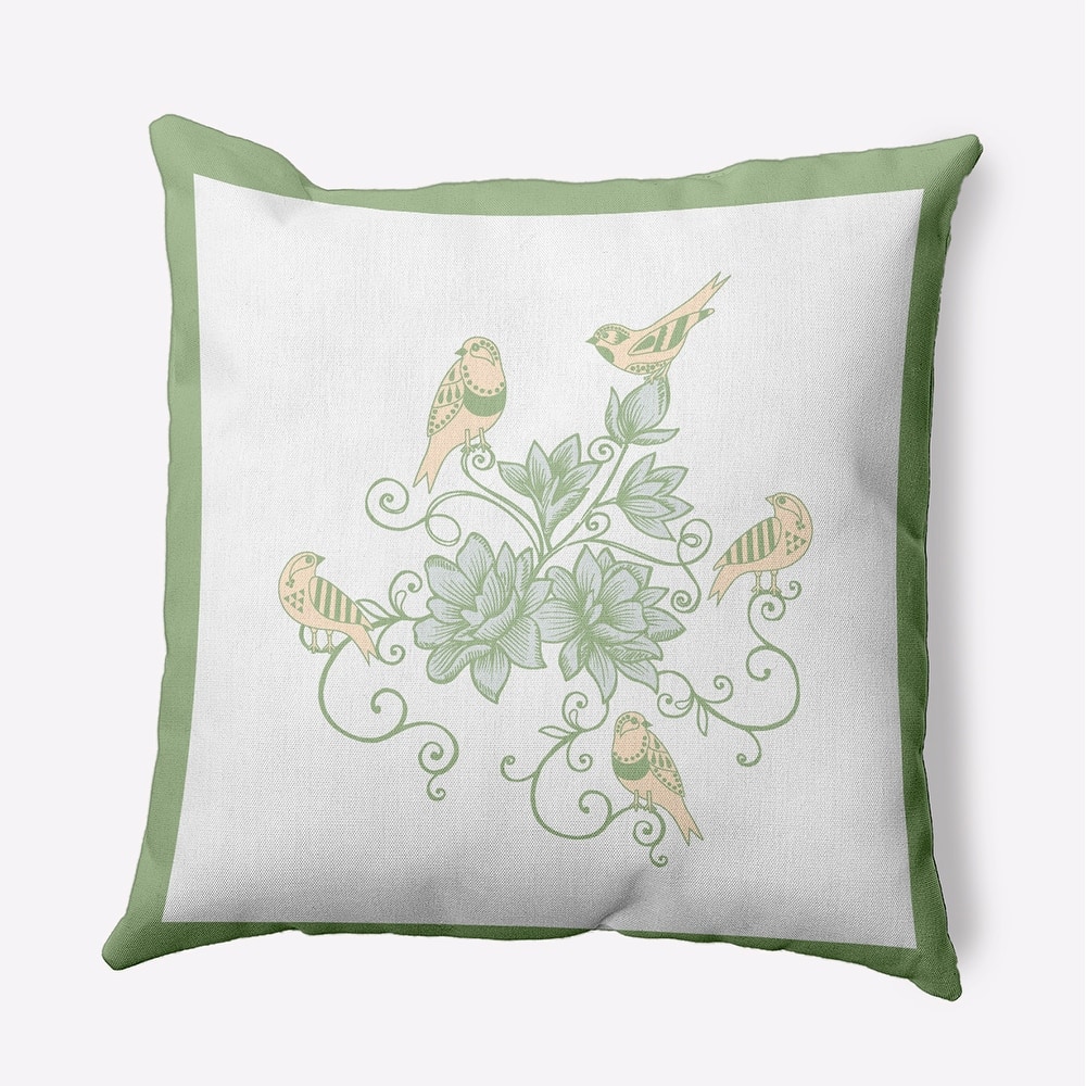 Birds And Flowers Decorative Throw Pillow
