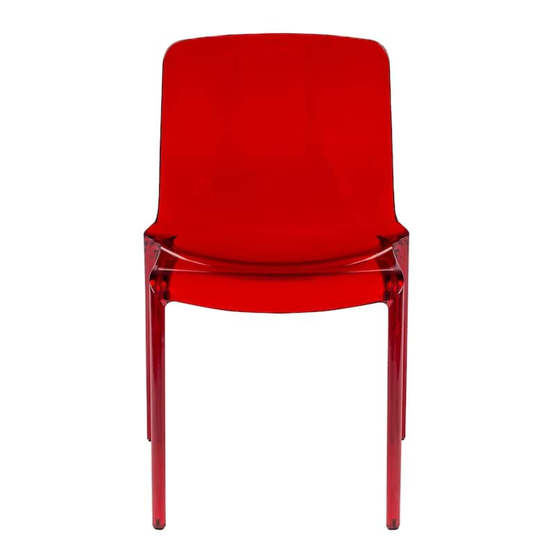 Stackable Plastic Dining Chair Set of 2 Modern Full Back Acrylic Transparent Side Chair