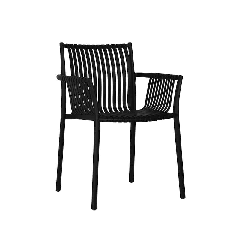 Weave Stackable Indoor/Outdoor Chair Set of 2 Black
