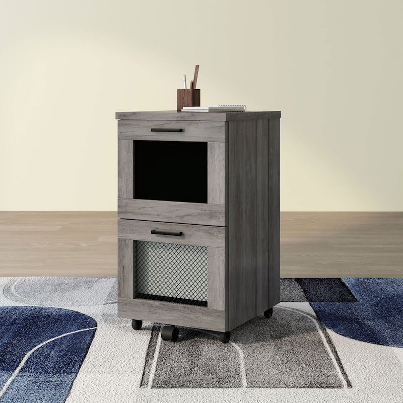 DH BASIC Rustic Grey 2-Drawer File Cabinet by Denhour - Vintage Grey Oak