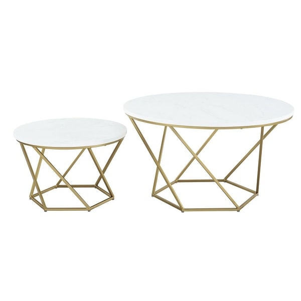 Shop Fex Geometric Nesting Coffee Table White Marble Shop Fex Geometric Nesting Coffee Table White Marble