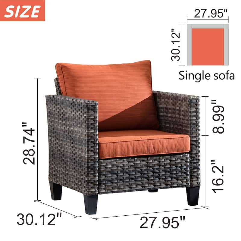 OVIOS Outdoor Patio Wicker Conversation Chairs Set