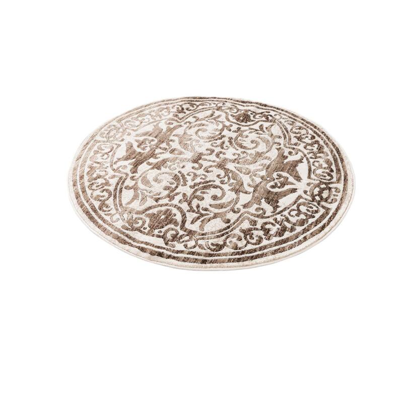 Traditional Wralvale Collection Area Rug - Chocolate Brown - 10'8" Round