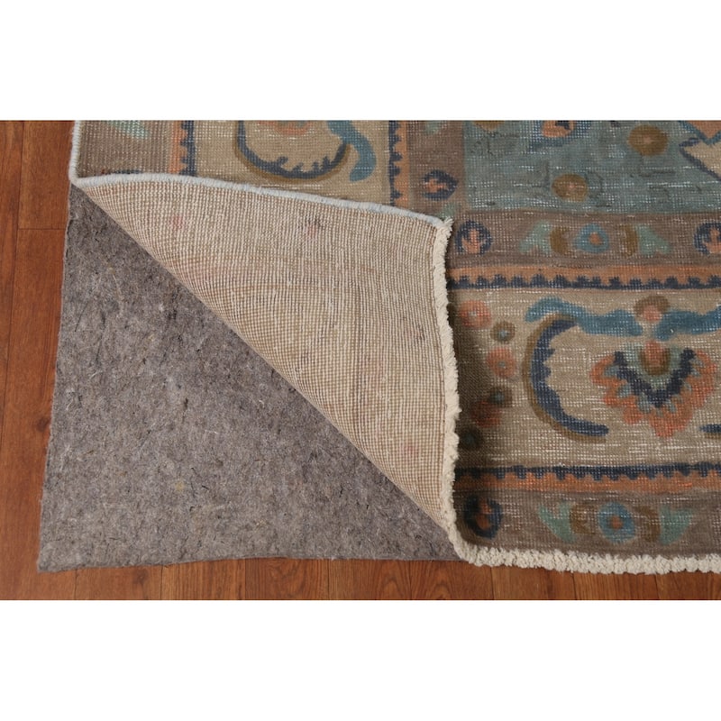 Tabriz Persian Vintage Area Rug Hand-Knotted Beige Wool Carpet - 9'6"x 12'5"