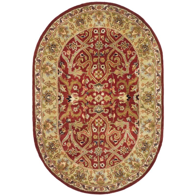 SAFAVIEH Handmade Heritage Abc Traditional Oriental Wool Rug - 4'6" x 6'6" Oval - Red/Gold