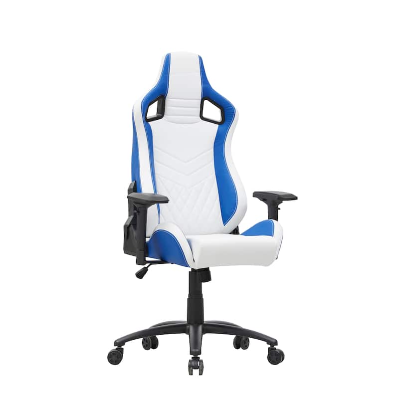 Olive White Vegan Leather Reclining Gaming Chair by Furniture of America