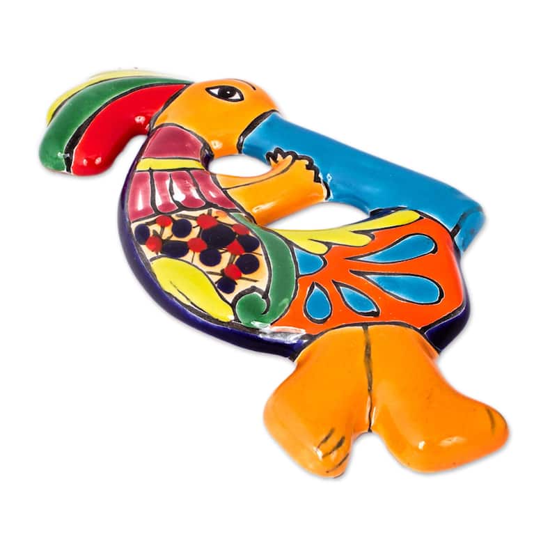 Novica Handmade Cute Kokopelli Ceramic Wall Sculpture