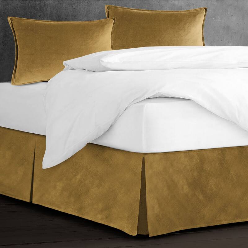 6ix Tailors Cascade Velvet Curry Bed Skirt 18" drop