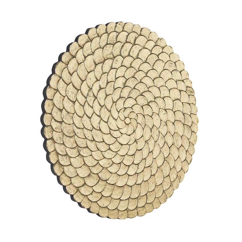 Wood Plate Carved Radial Home Wall Decor - Gold or Silver - Roche River Decor