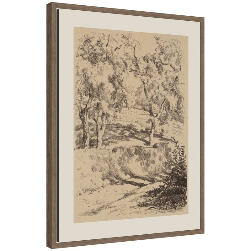 Kate and Laurel Near Brantome 1928 Roger Fry by Nostalgia Prints Framed Canvas Wall Art Print - 18 x 24 - Walnut