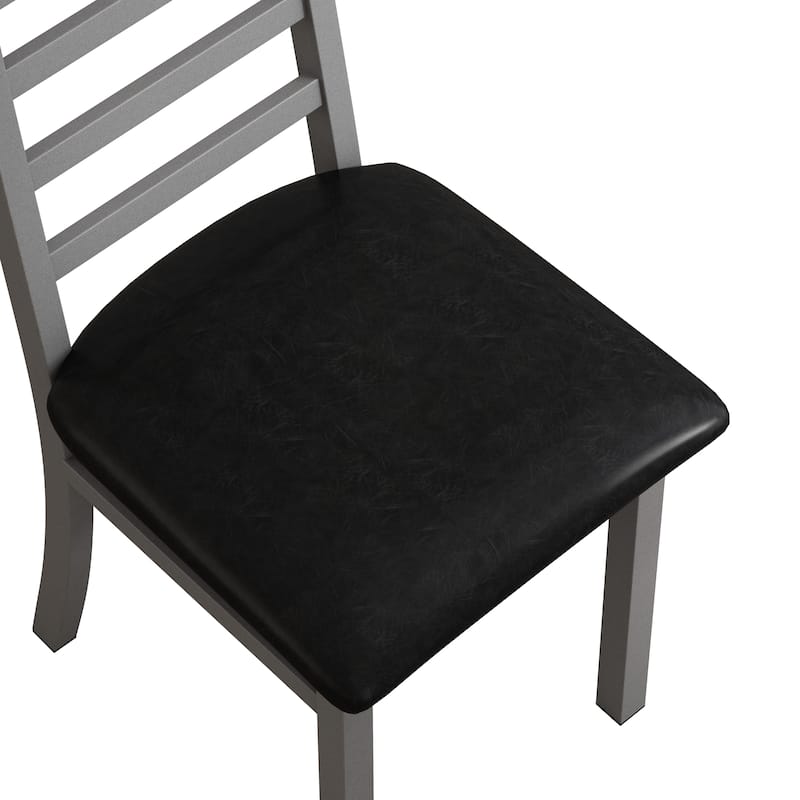 Metal Dining Chairs Set of 2, Steel Legs and PU Leather Seats, High Back Armless Dining Chairs, for Kitchen, Living Room