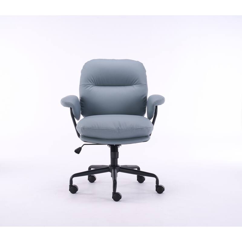 Modern Ergonomic Leather Office Chair with 360° Swivel, Adjustable Height, Reclining Backrest and Breathable Seat